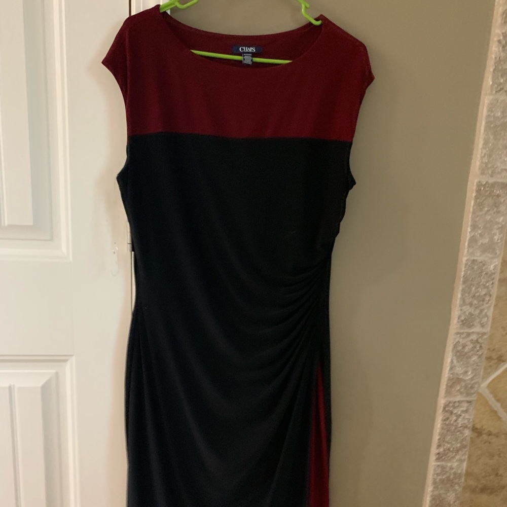 Chaps Red and Black Dress